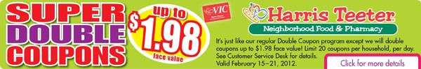 Super Double Coupons! We'll Double Coupons up to $1.98 face value through February 21, 2012!