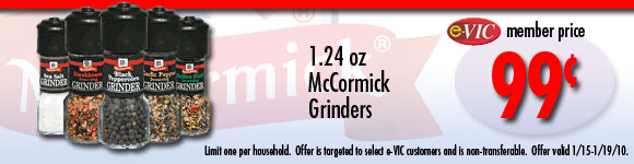 McCormick Grinder - 1.24 oz : eVIC Member Price - $0.99 - Limit 1 