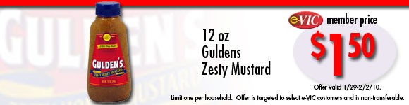 Gulden's Zesty Mustard - 12 oz : eVIC Member Price - $1.50 - Limit 1 