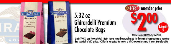 Ghirardelli Premium Chocolate Bags - 5.32 oz : eVIC Member Price - $2.00 - Limit 2