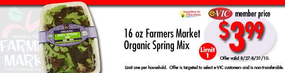 Farmers Market Organic Spring Mix - 16 oz : eVIC Member Price - $3.99 - Limit 1