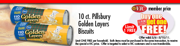 Pillsbury Golden Layers Biscuits - 10 ct : eVIC Member Price - BUY ONE GET ONE FREE - Limit 1 FREE